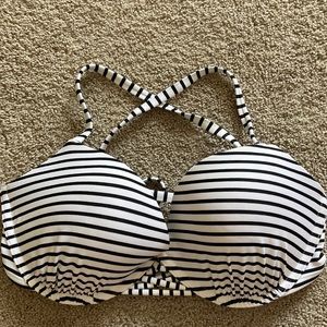 Black and white stripped push up bikini top
